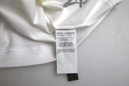Dolce & Gabbana White Graphic Cotton Short Sleeves Men T-shirt by Dolce & Gabbana