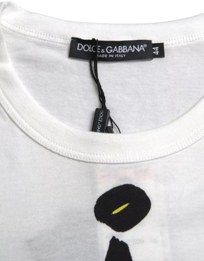 Dolce & Gabbana White Graphic Cotton Short Sleeves Men T-shirt by Dolce & Gabbana