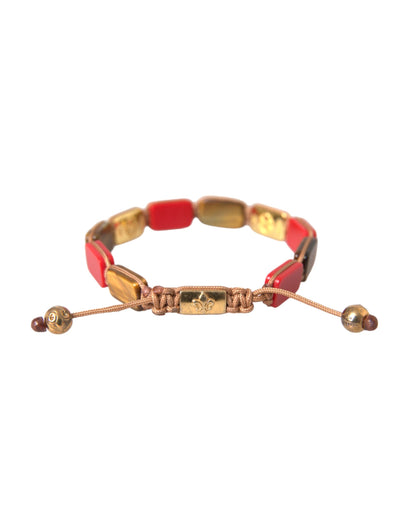 Bracelet homme Nialaya CZ œil de tigre corail rouge argent 925