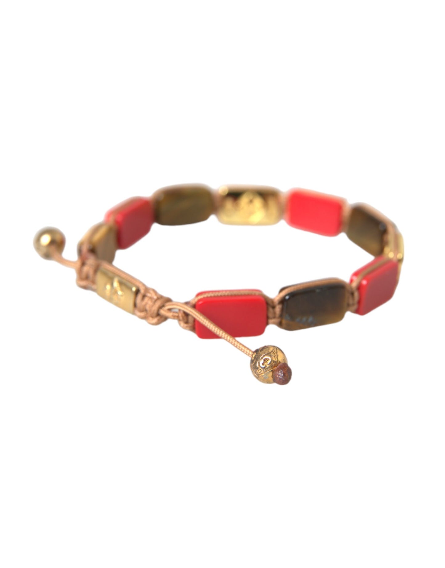 Bracelet homme Nialaya CZ œil de tigre corail rouge argent 925