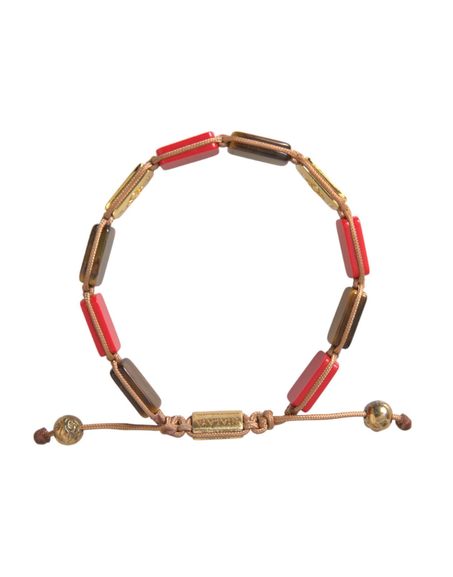 Bracelet homme Nialaya CZ œil de tigre corail rouge argent 925