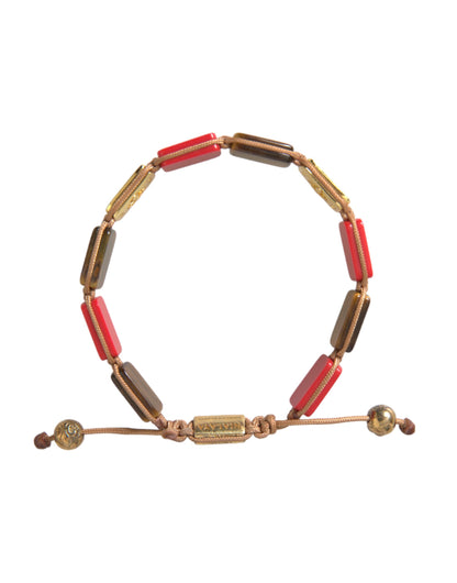 Bracelet homme Nialaya CZ œil de tigre corail rouge argent 925