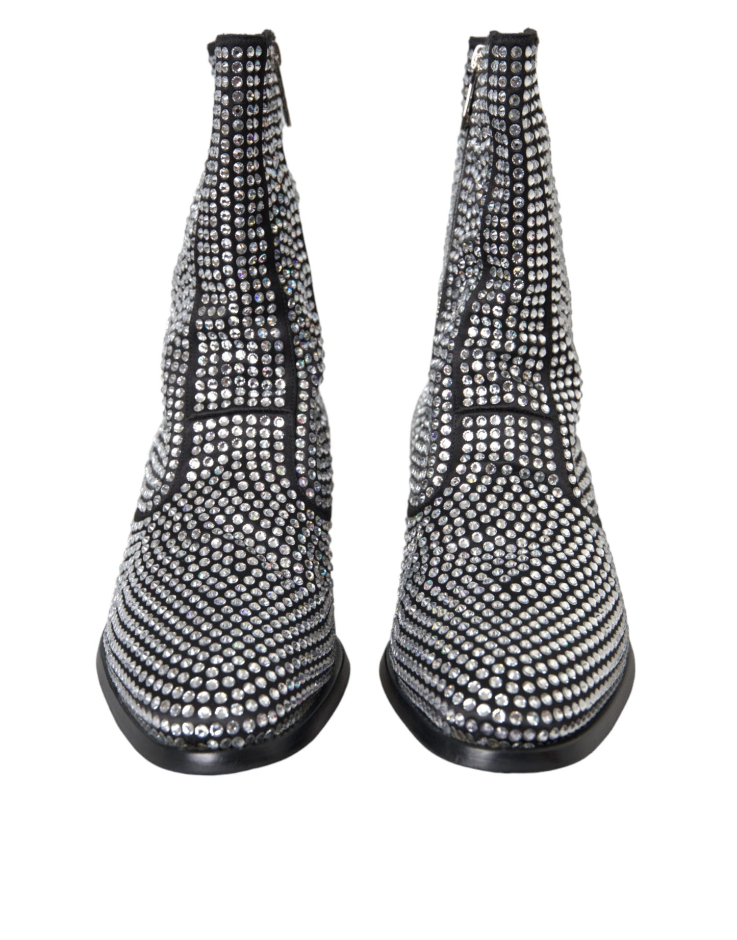 Bottines Chelsea noires à strass et cristaux Dolce &amp; Gabbana
