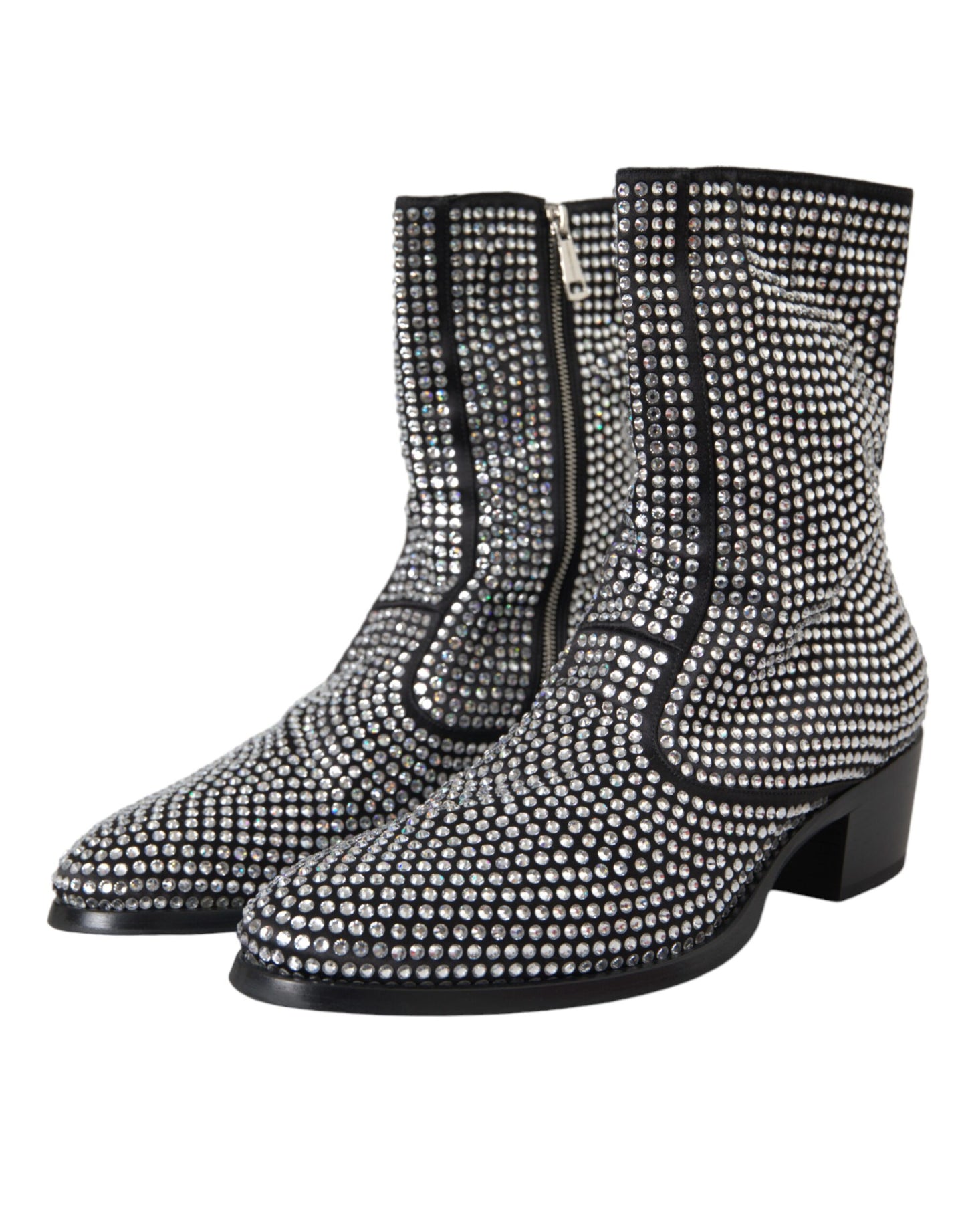 Bottines Chelsea noires à strass et cristaux Dolce &amp; Gabbana
