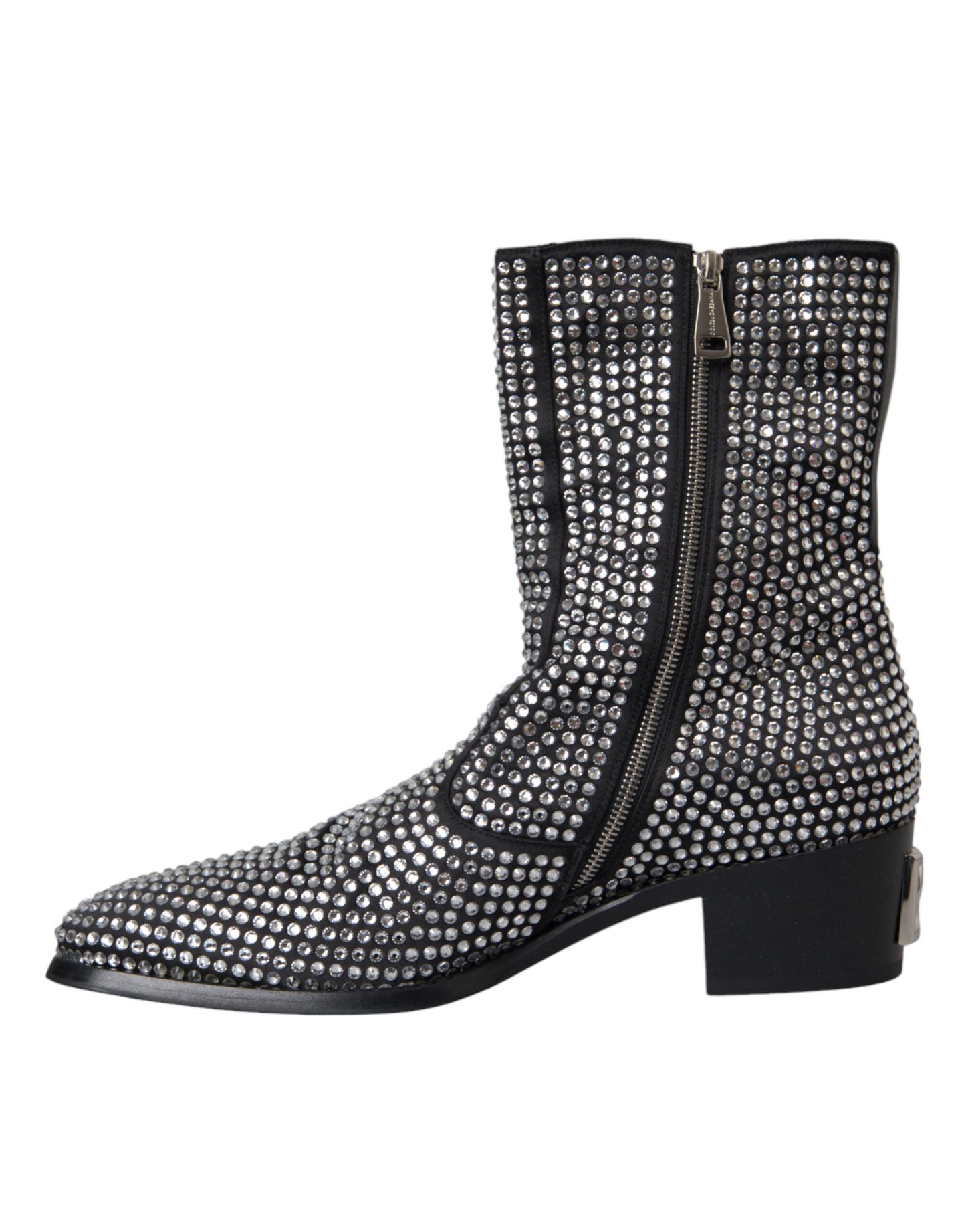 Bottines Chelsea noires à strass et cristaux Dolce &amp; Gabbana