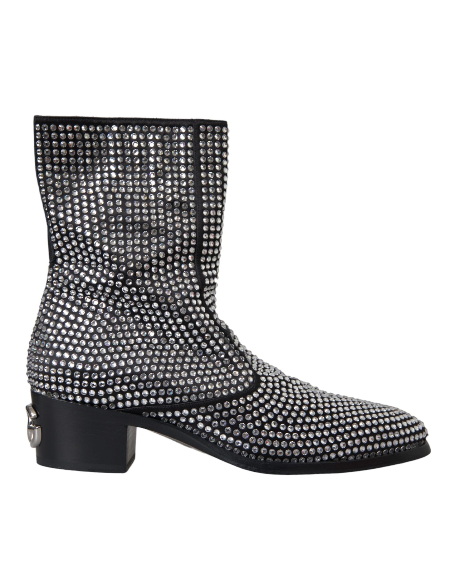 Bottines Chelsea noires à strass et cristaux Dolce &amp; Gabbana