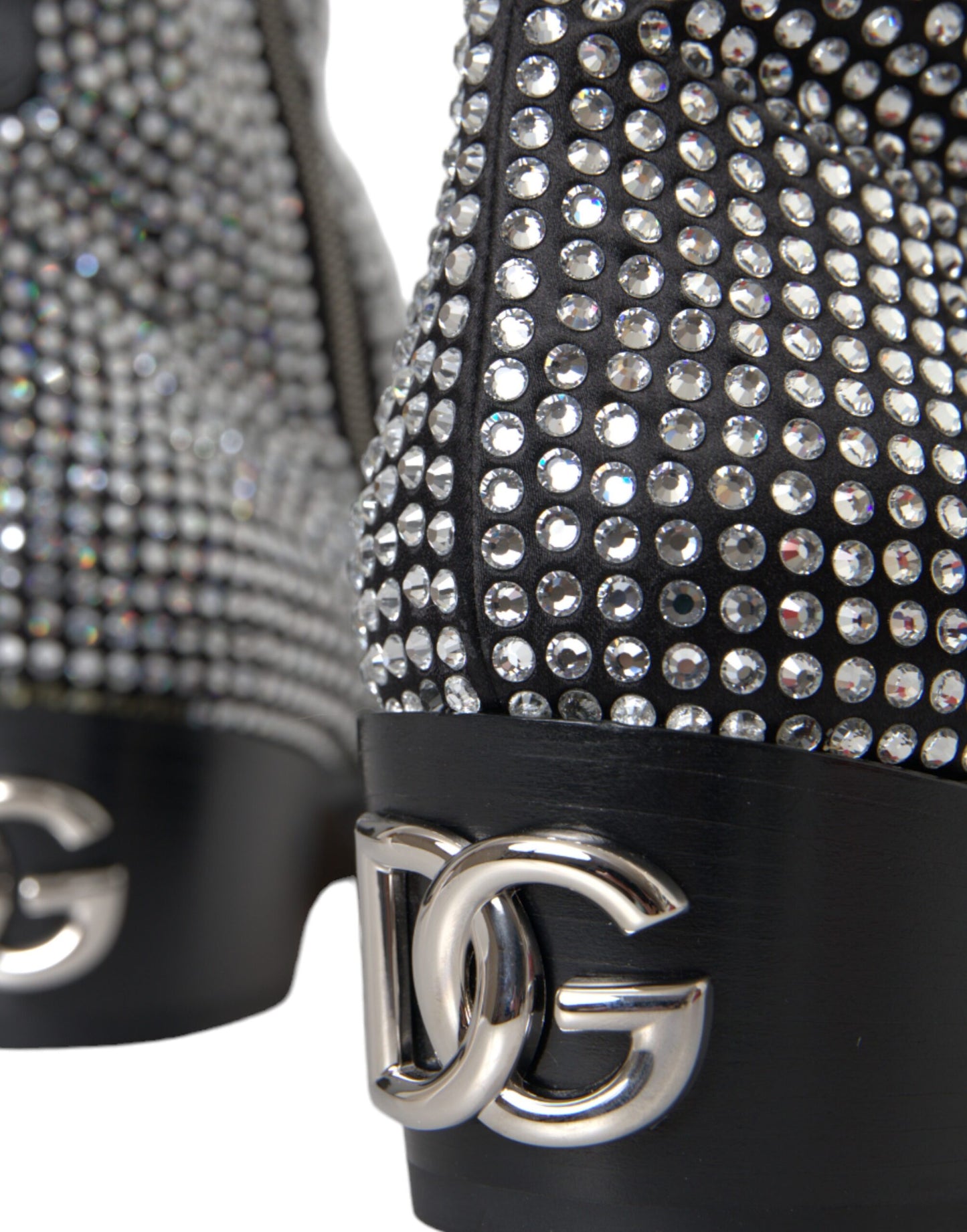 Bottines Chelsea noires à strass et cristaux Dolce &amp; Gabbana