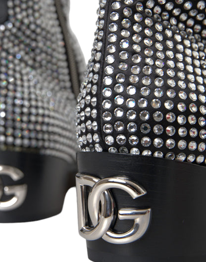 Bottines Chelsea noires à strass et cristaux Dolce &amp; Gabbana
