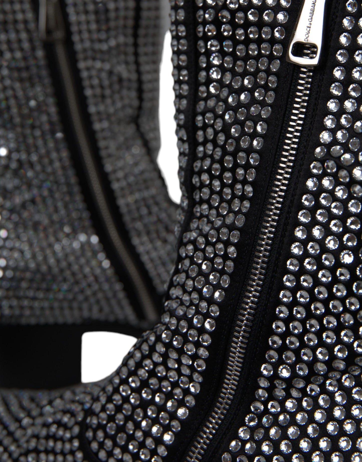 Bottines Chelsea noires à strass et cristaux Dolce &amp; Gabbana