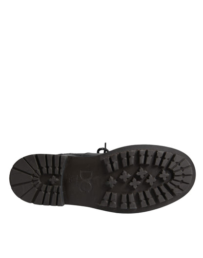 Bottes en peau lainée Bernini en cuir noir Dolce &amp; Gabbana