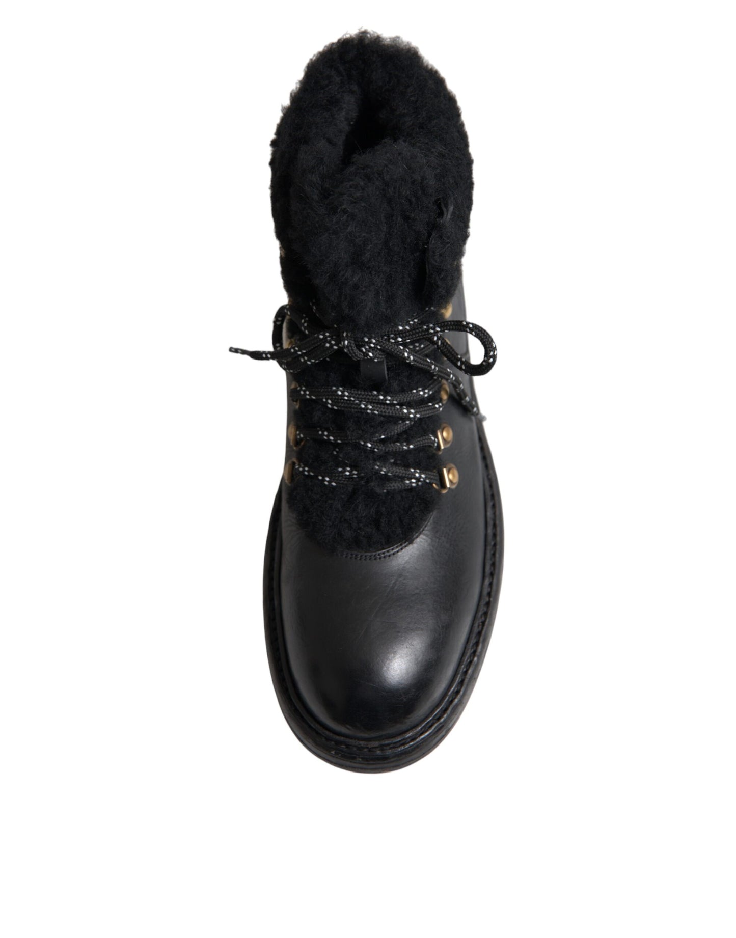Bottes en peau lainée Bernini en cuir noir Dolce &amp; Gabbana
