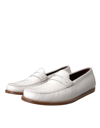 Mocassins à enfiler en cuir blanc Dolce &amp; Gabbana