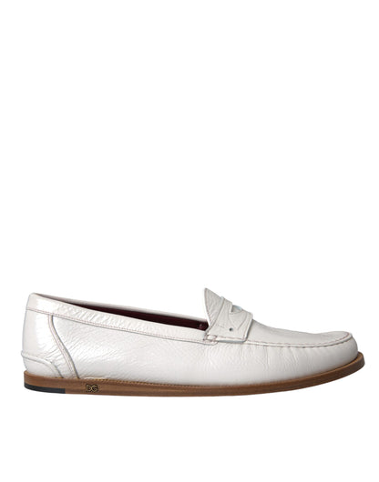 Mocassins à enfiler en cuir blanc Dolce &amp; Gabbana