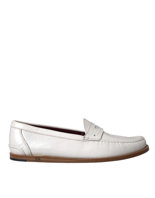 Mocassins à enfiler en cuir blanc Dolce &amp; Gabbana