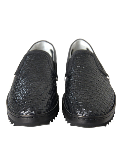 Mocassins Dolce &amp; Gabbana en cuir de buffle tressé noir pour homme