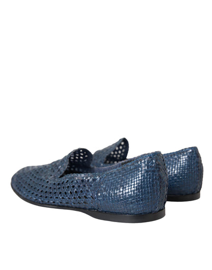 Mocassins à enfiler en cuir tressé bleu Dolce &amp; Gabbana pour homme
