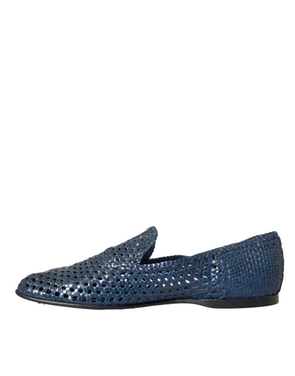 Mocassins à enfiler en cuir tressé bleu Dolce &amp; Gabbana pour homme