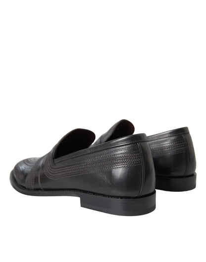 Mocassins en cuir noir et marron Dolce &amp; Gabbana pour homme