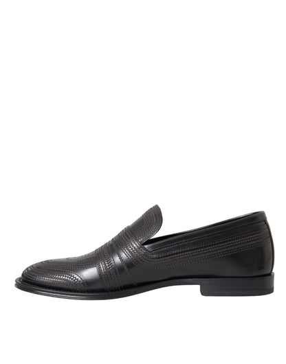 Mocassins en cuir noir et marron Dolce &amp; Gabbana pour homme