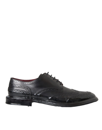 Chaussures habillées à bout golf en cuir noir Dolce &amp; Gabbana pour homme