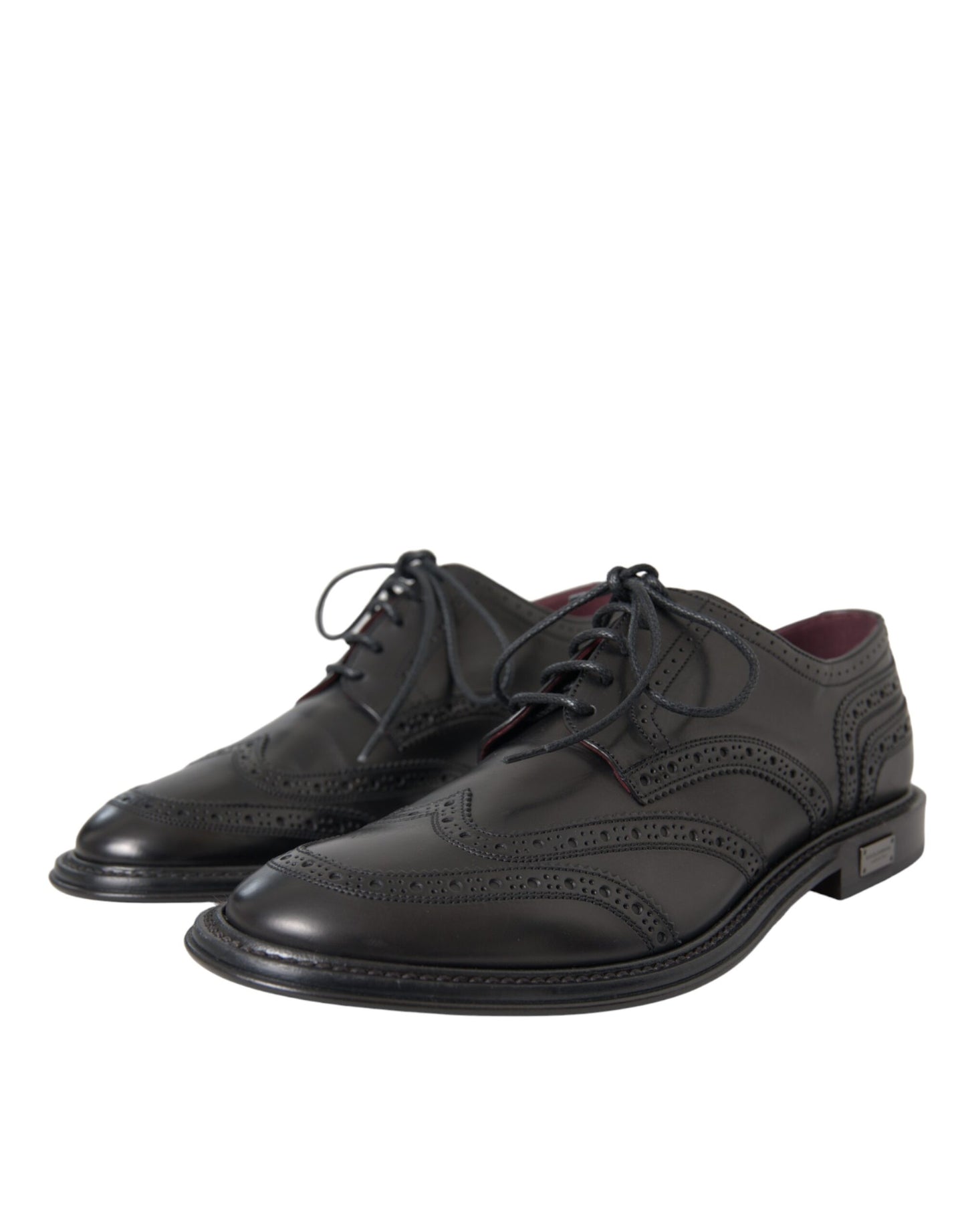 Chaussures habillées à bout golf en cuir noir Dolce &amp; Gabbana pour homme