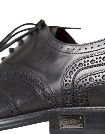 Chaussures habillées à bout golf en cuir noir Dolce &amp; Gabbana pour homme