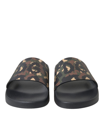 Chaussures de plage en cuir camouflage multicolore Dolce &amp; Gabbana pour homme