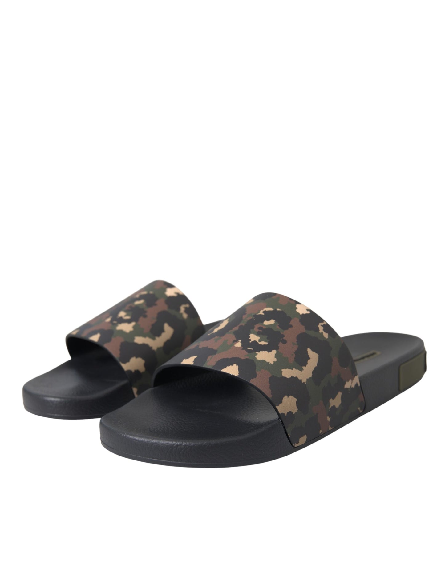 Chaussures de plage en cuir camouflage multicolore Dolce &amp; Gabbana pour homme