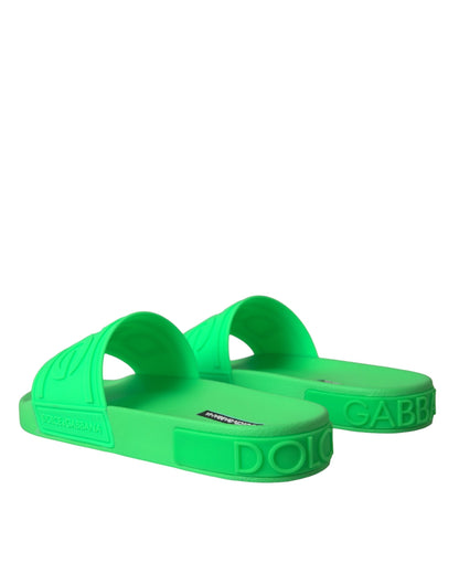 Sandales à enfiler en cuir vert Dolce &amp; Gabbana, chaussures de plage