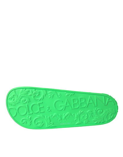 Sandales à enfiler en cuir vert Dolce &amp; Gabbana, chaussures de plage