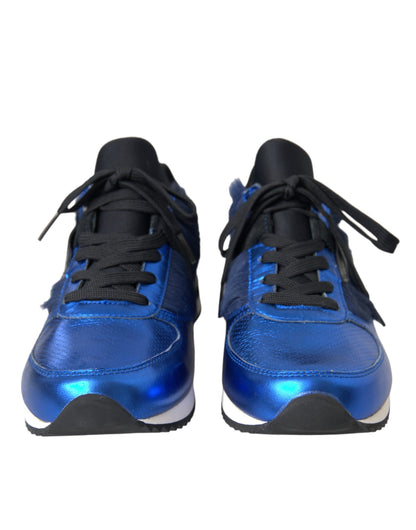 Dolce & Gabbana Blue Black Calf Hair Leather Sneakers Shoes by Dolce & Gabbana