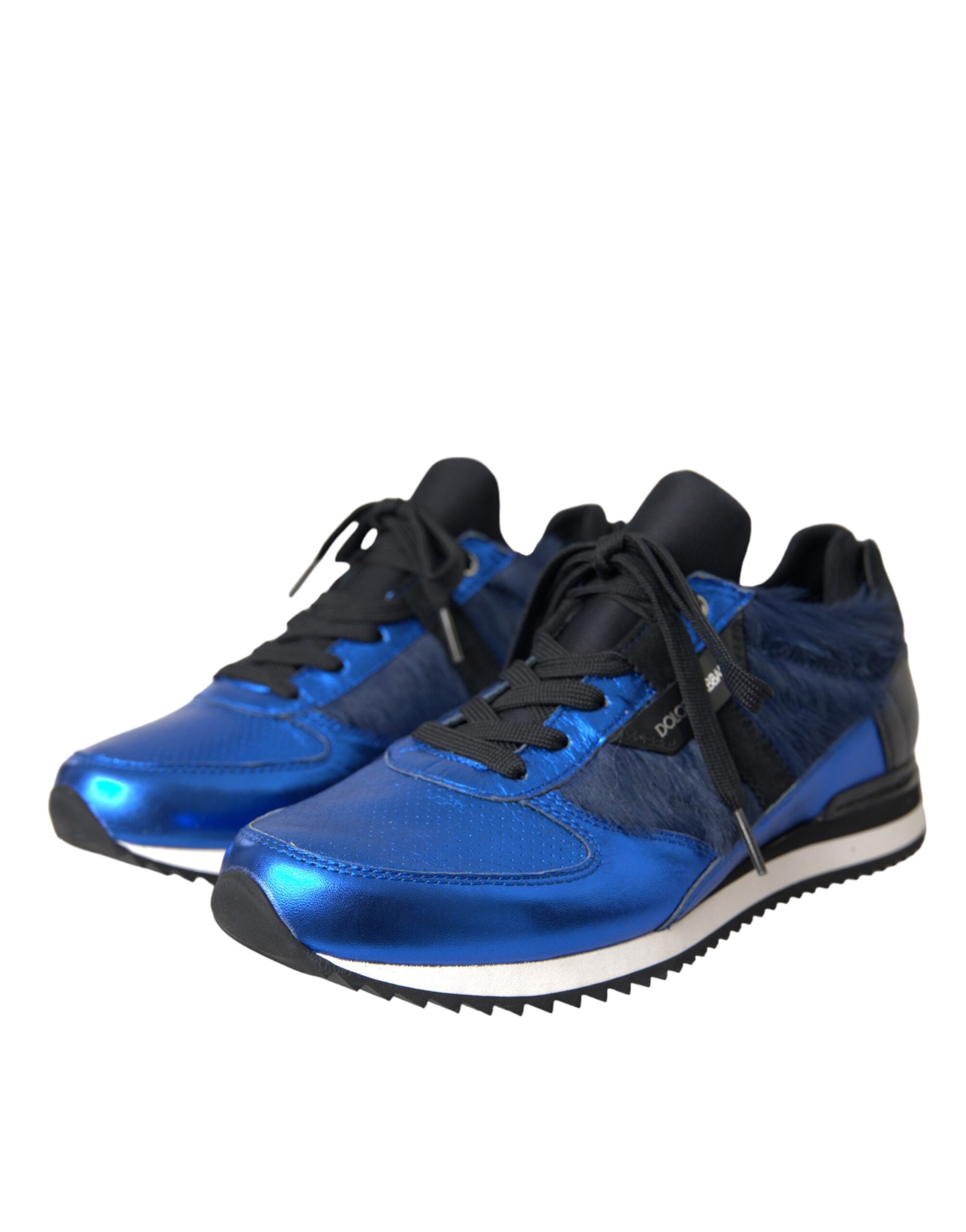 Dolce & Gabbana Blue Black Calf Hair Leather Sneakers Shoes by Dolce & Gabbana