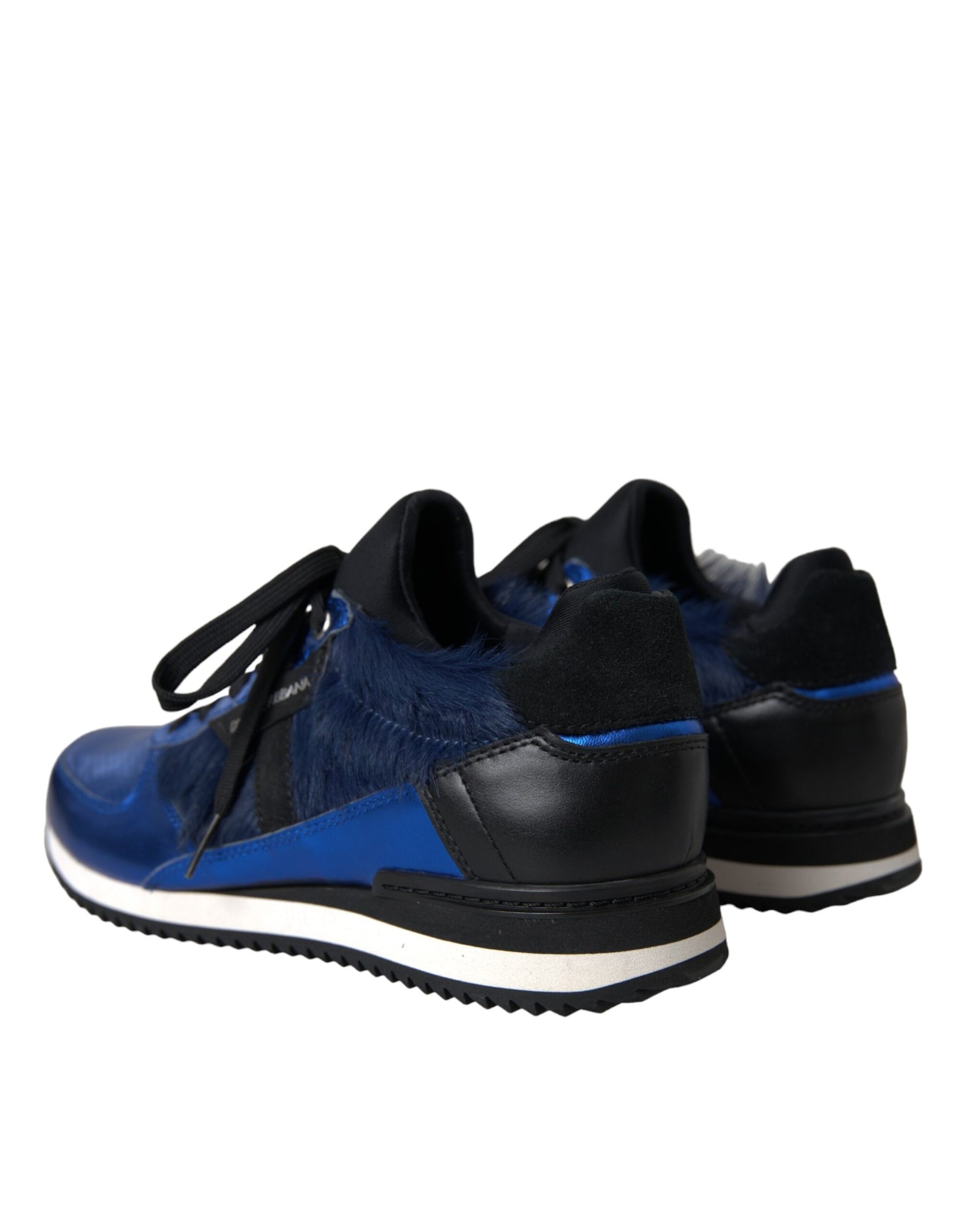 Dolce & Gabbana Blue Black Calf Hair Leather Sneakers Shoes by Dolce & Gabbana