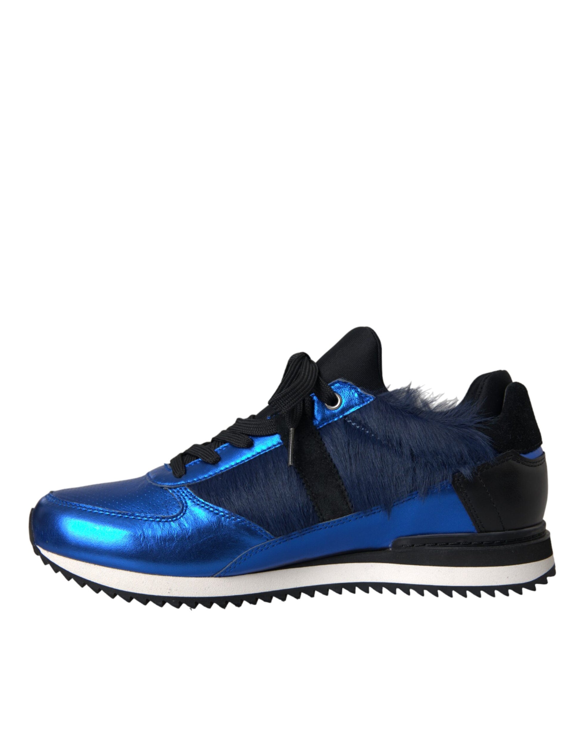 Dolce & Gabbana Blue Black Calf Hair Leather Sneakers Shoes by Dolce & Gabbana