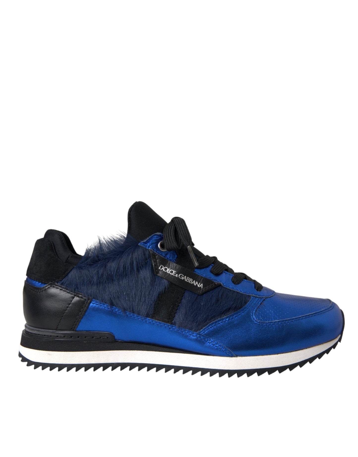 Dolce & Gabbana Blue Black Calf Hair Leather Sneakers Shoes by Dolce & Gabbana