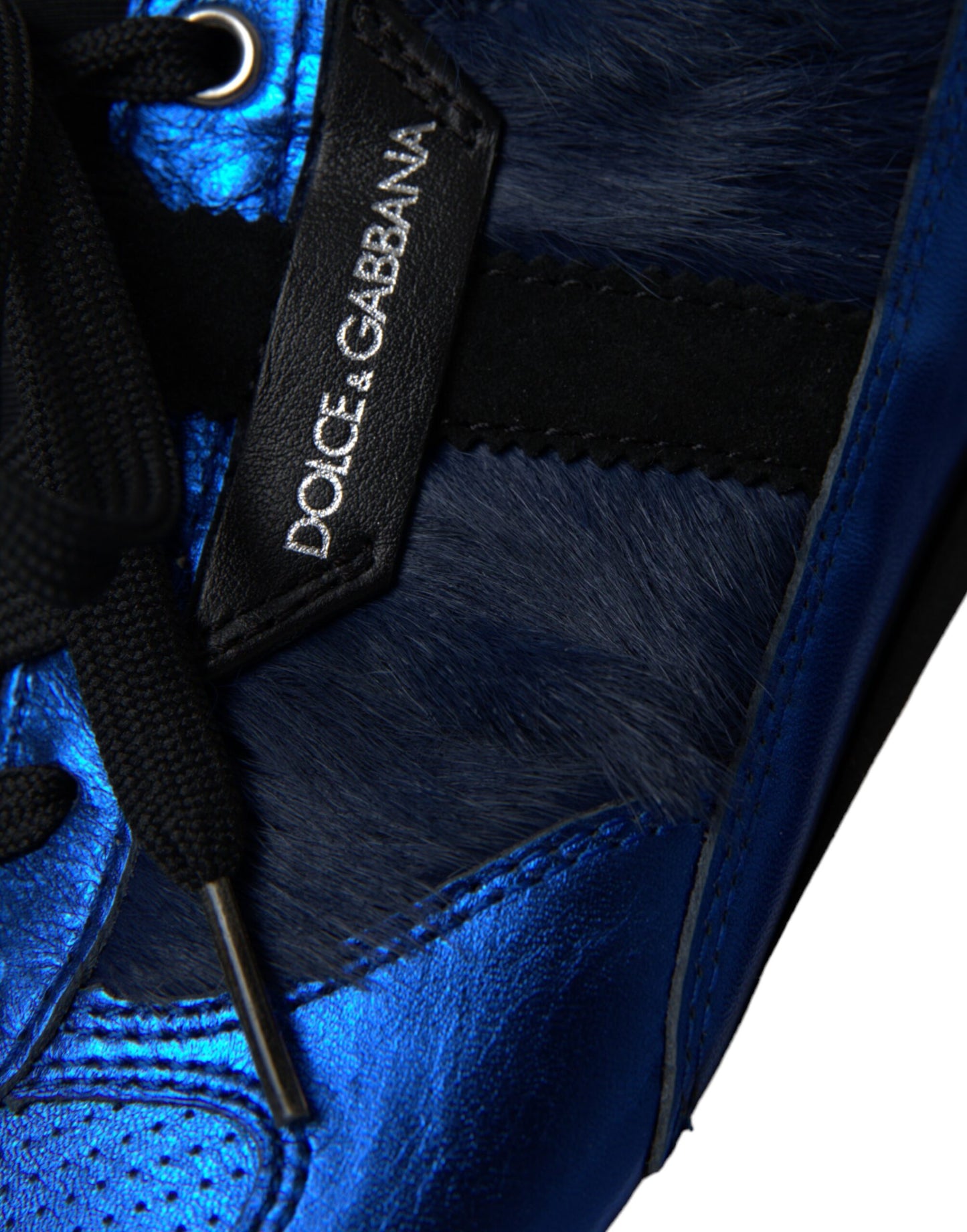 Dolce & Gabbana Blue Black Calf Hair Leather Sneakers Shoes by Dolce & Gabbana