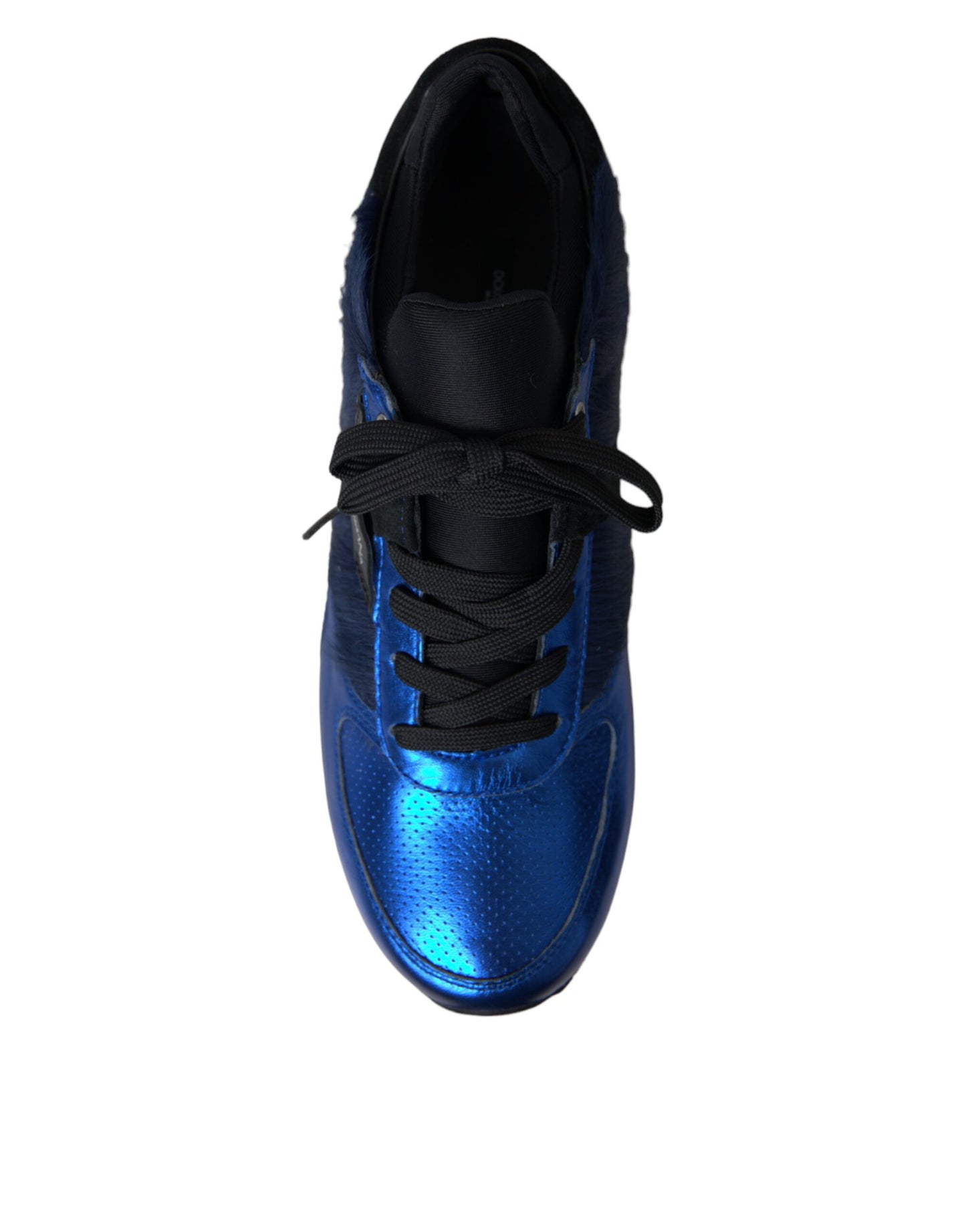Dolce & Gabbana Blue Black Calf Hair Leather Sneakers Shoes by Dolce & Gabbana