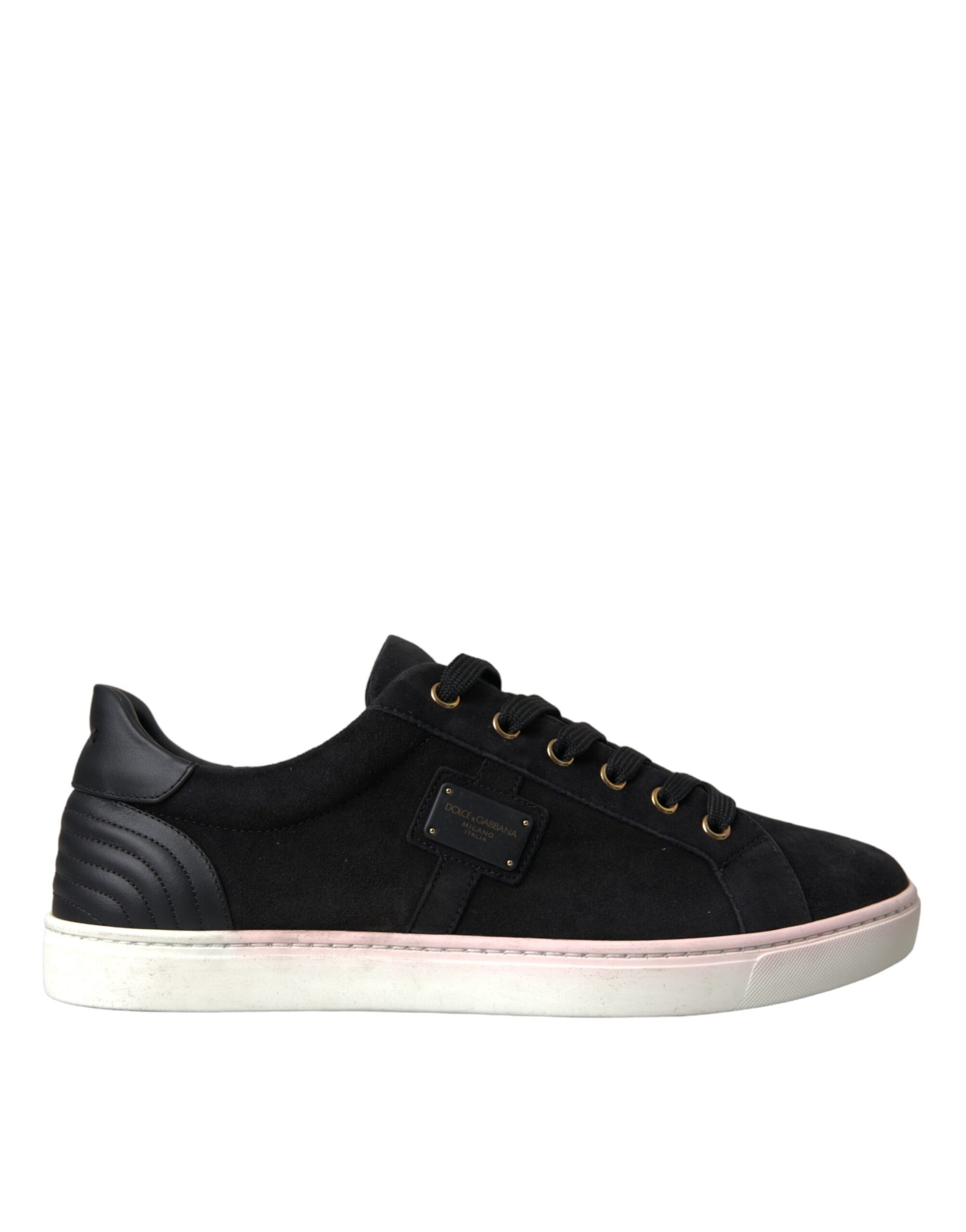 Dolce & Gabbana Black Suede Leather Men Low Top Sneakers Men Shoes by Dolce & Gabbana