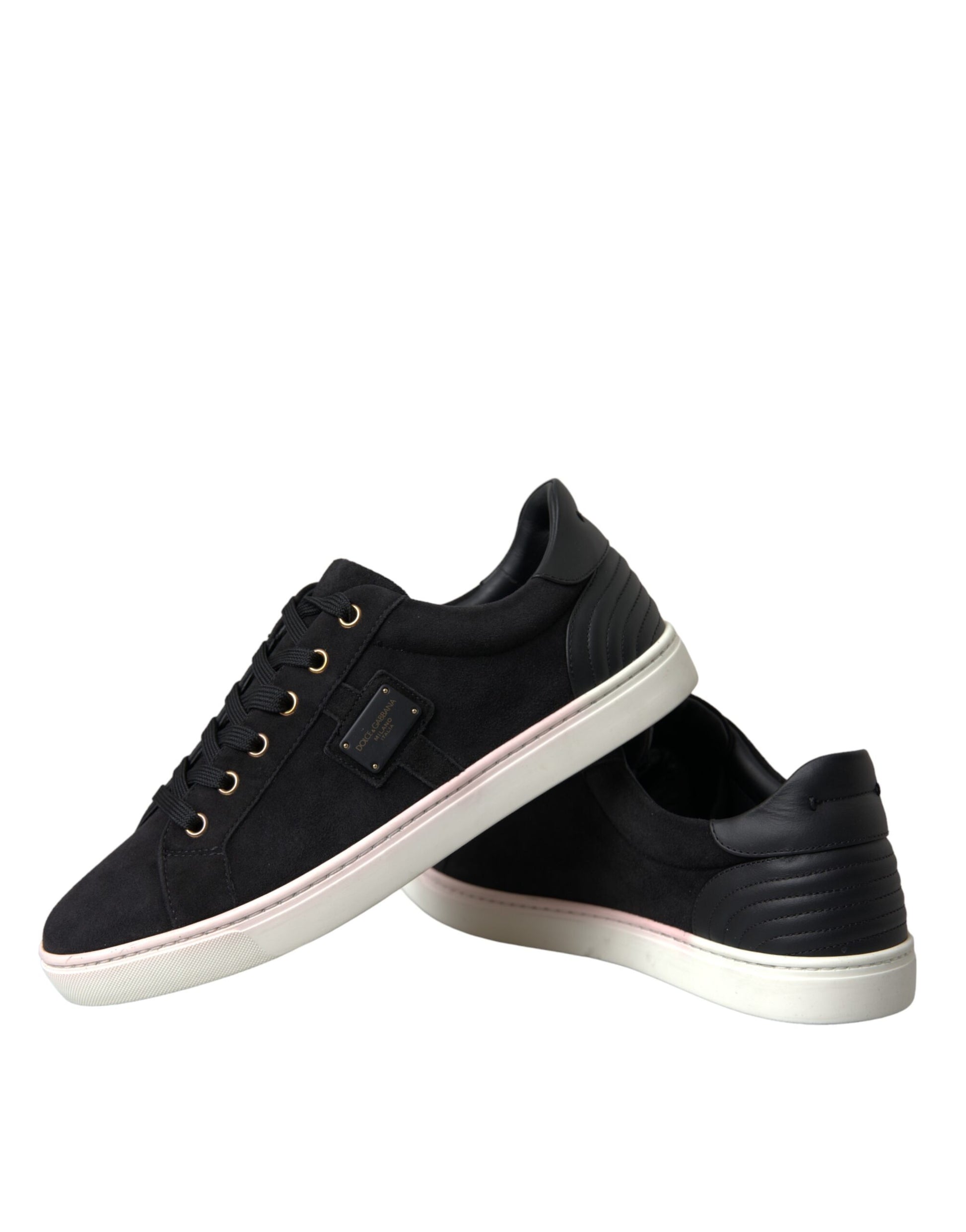 Dolce & Gabbana Black Suede Leather Men Low Top Sneakers Men Shoes by Dolce & Gabbana