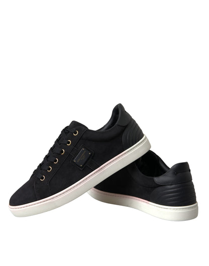Dolce & Gabbana Black Suede Leather Men Low Top Sneakers Men Shoes by Dolce & Gabbana