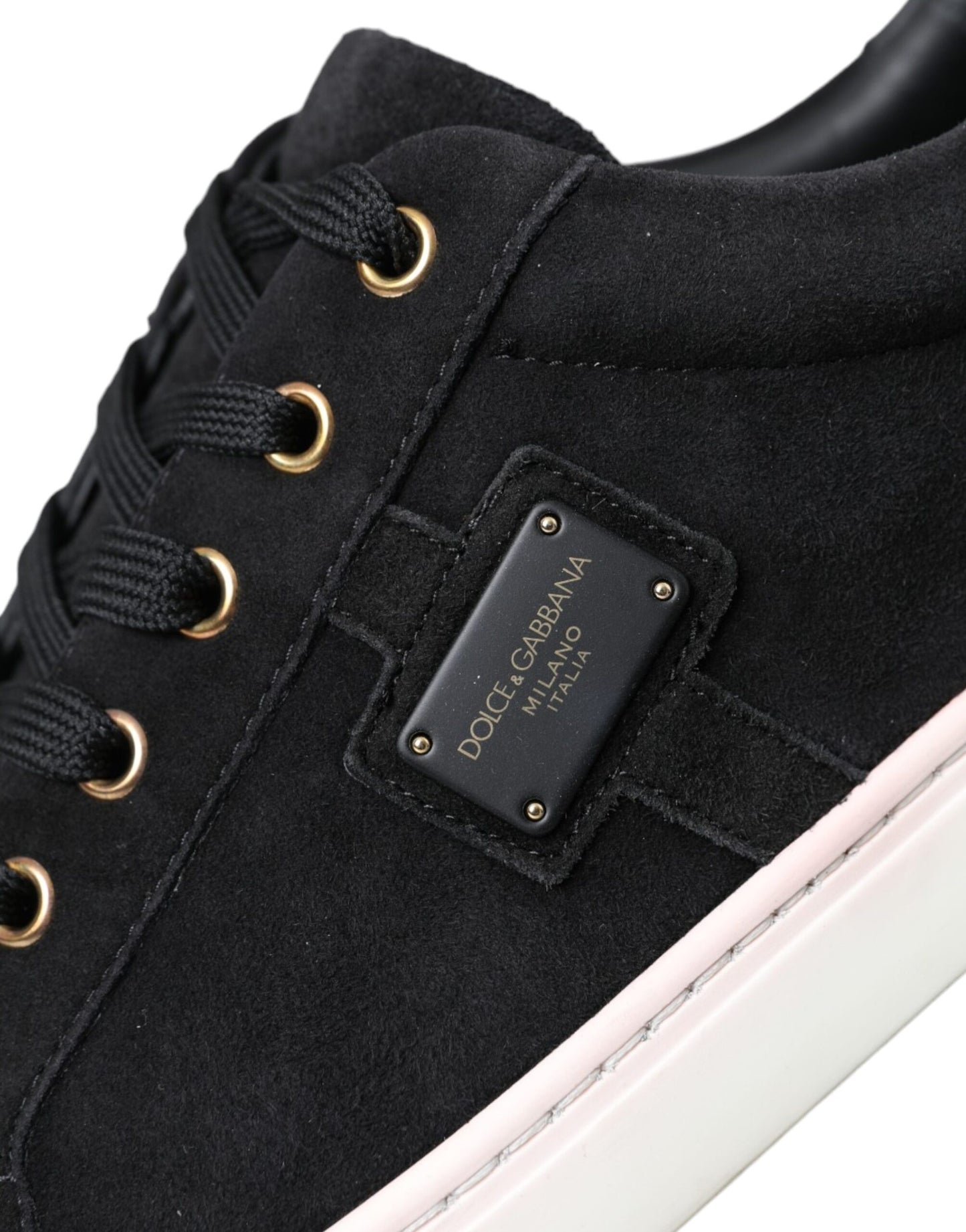 Dolce & Gabbana Black Suede Leather Men Low Top Sneakers Men Shoes by Dolce & Gabbana
