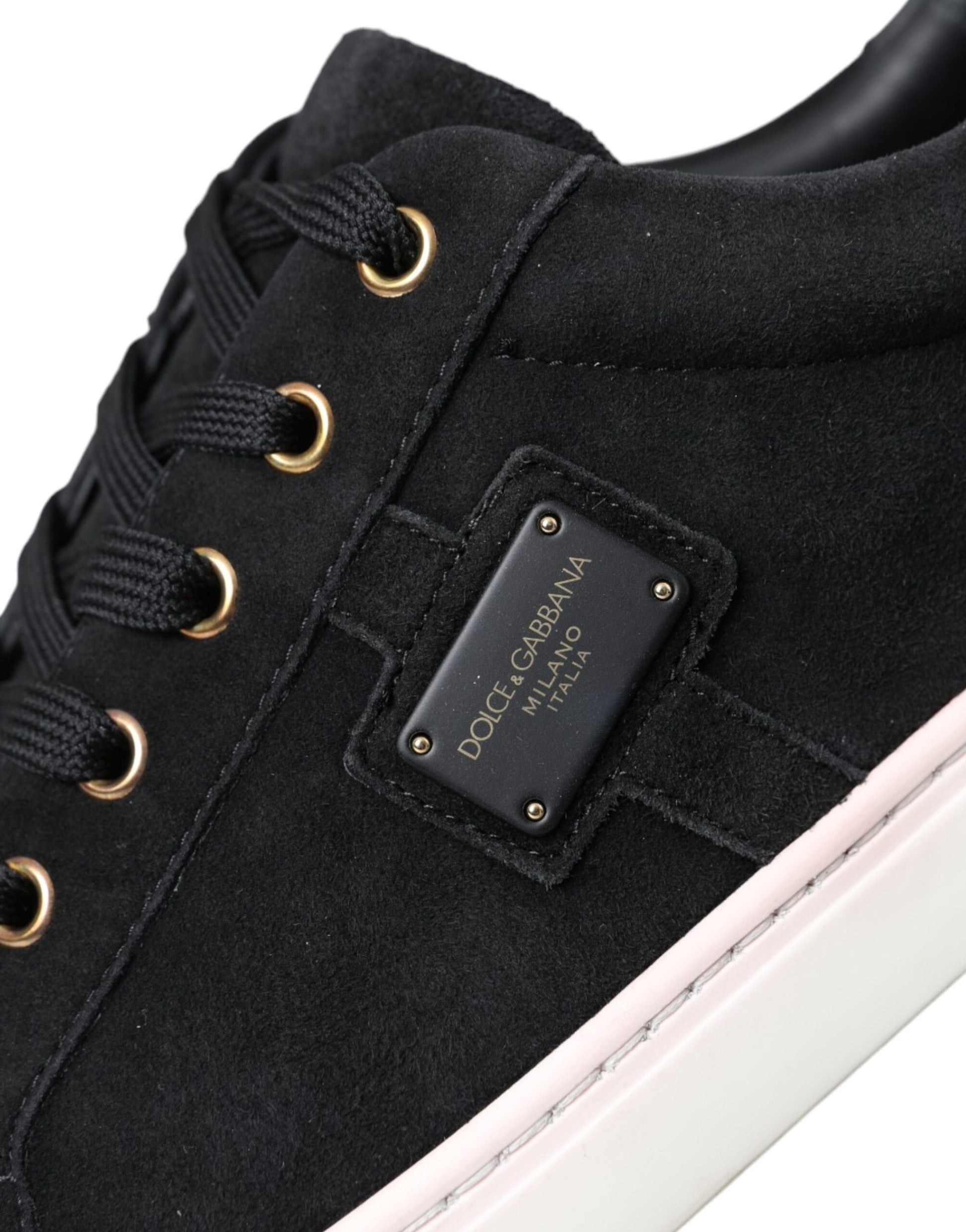 Dolce & Gabbana Black Suede Leather Men Low Top Sneakers Men Shoes by Dolce & Gabbana