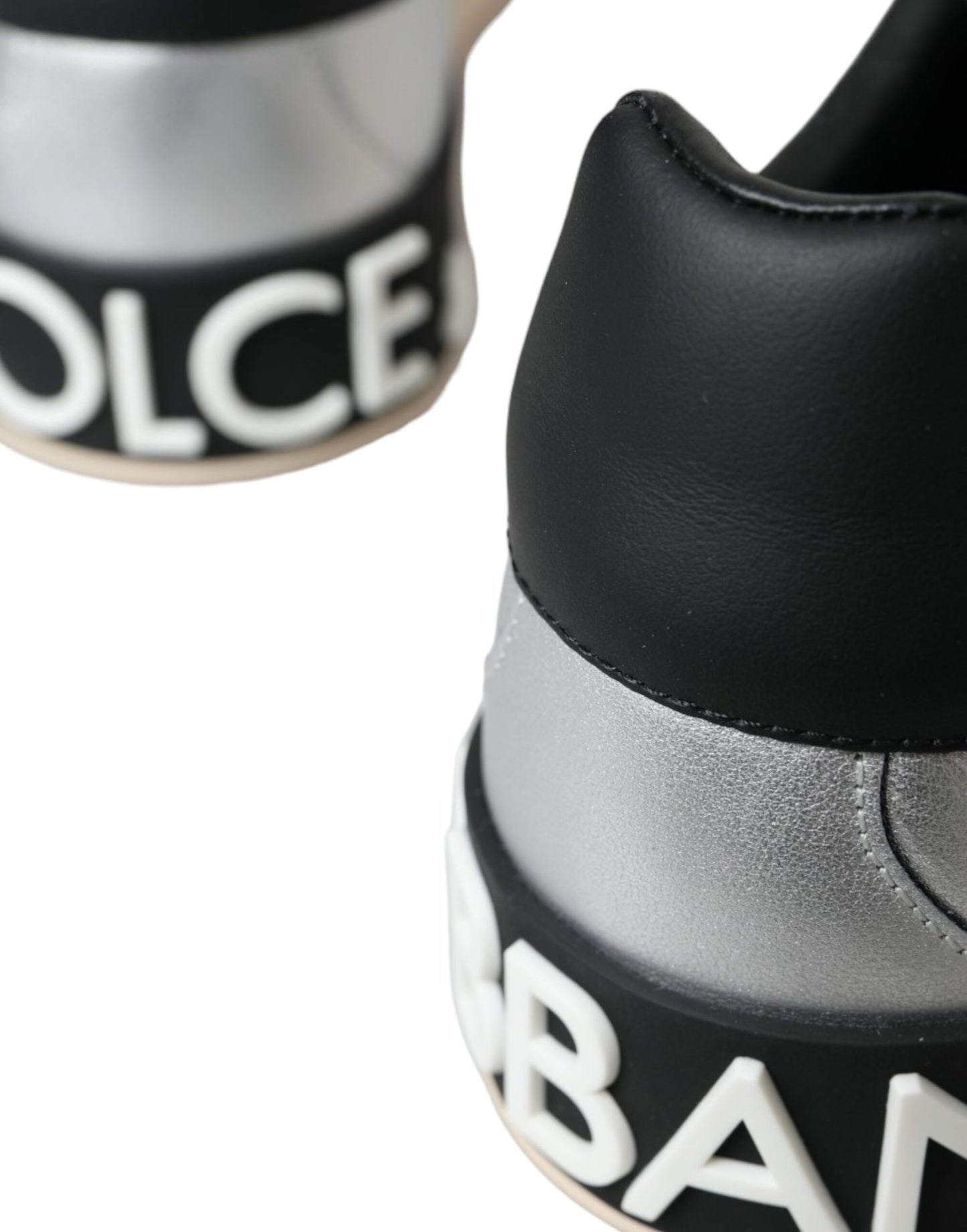 Dolce & Gabbana Silver Portofino Calf Leather Sneakers Men Shoes by Dolce & Gabbana