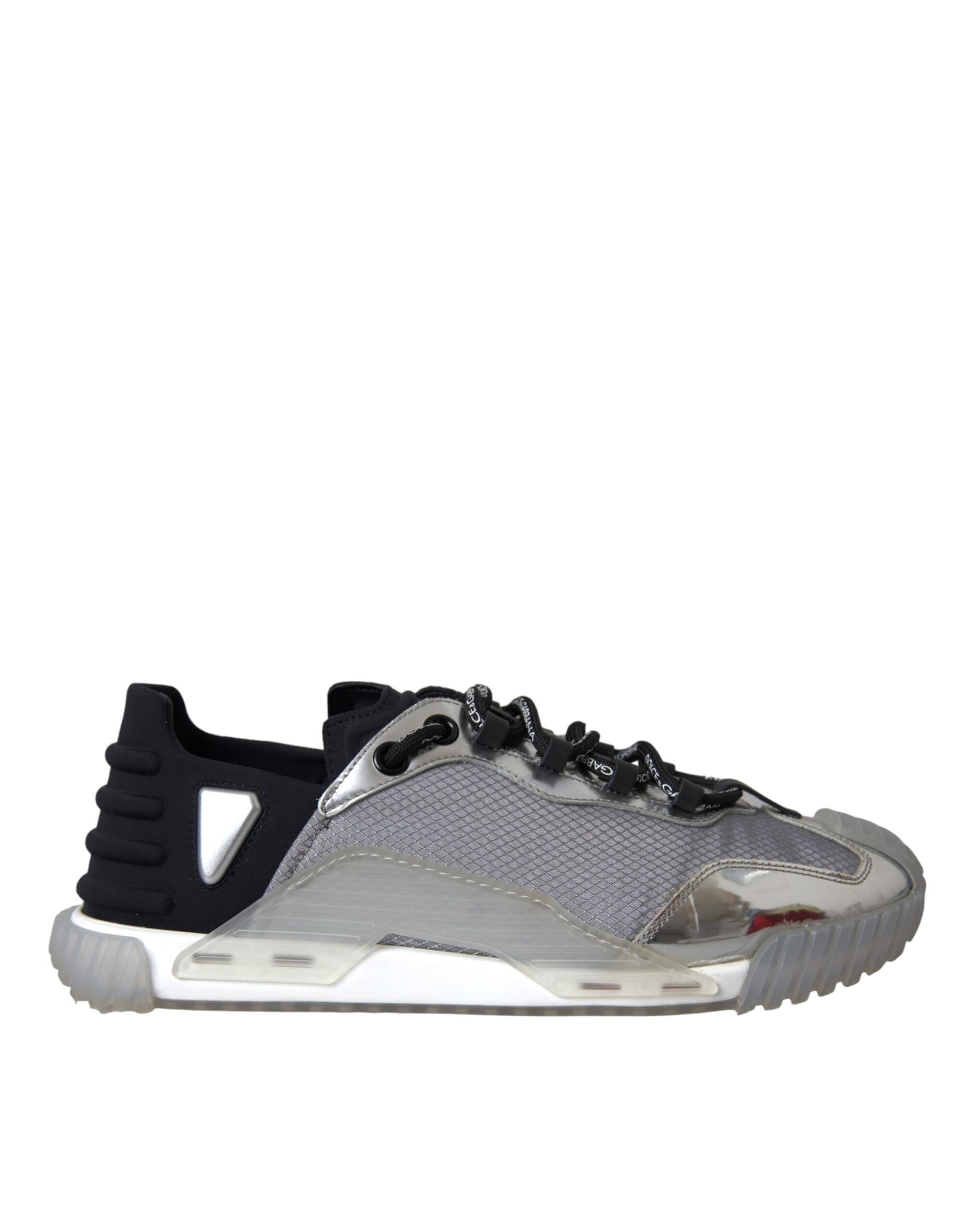 Dolce & Gabbana Silver Black Nylon NS1 Low Top Sneakers Men Shoes by Dolce & Gabbana
