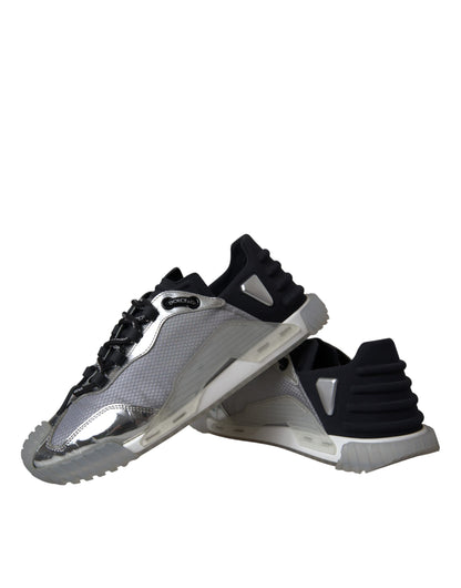 Dolce & Gabbana Silver Black Nylon NS1 Low Top Sneakers Men Shoes by Dolce & Gabbana