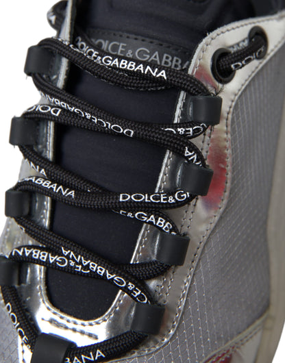 Dolce & Gabbana Silver Black Nylon NS1 Low Top Sneakers Men Shoes by Dolce & Gabbana