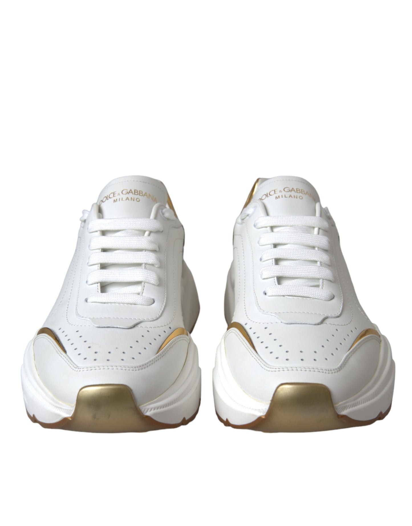 Dolce & Gabbana White Gold DAYMASTER Leather Sneakers Shoes by Dolce & Gabbana