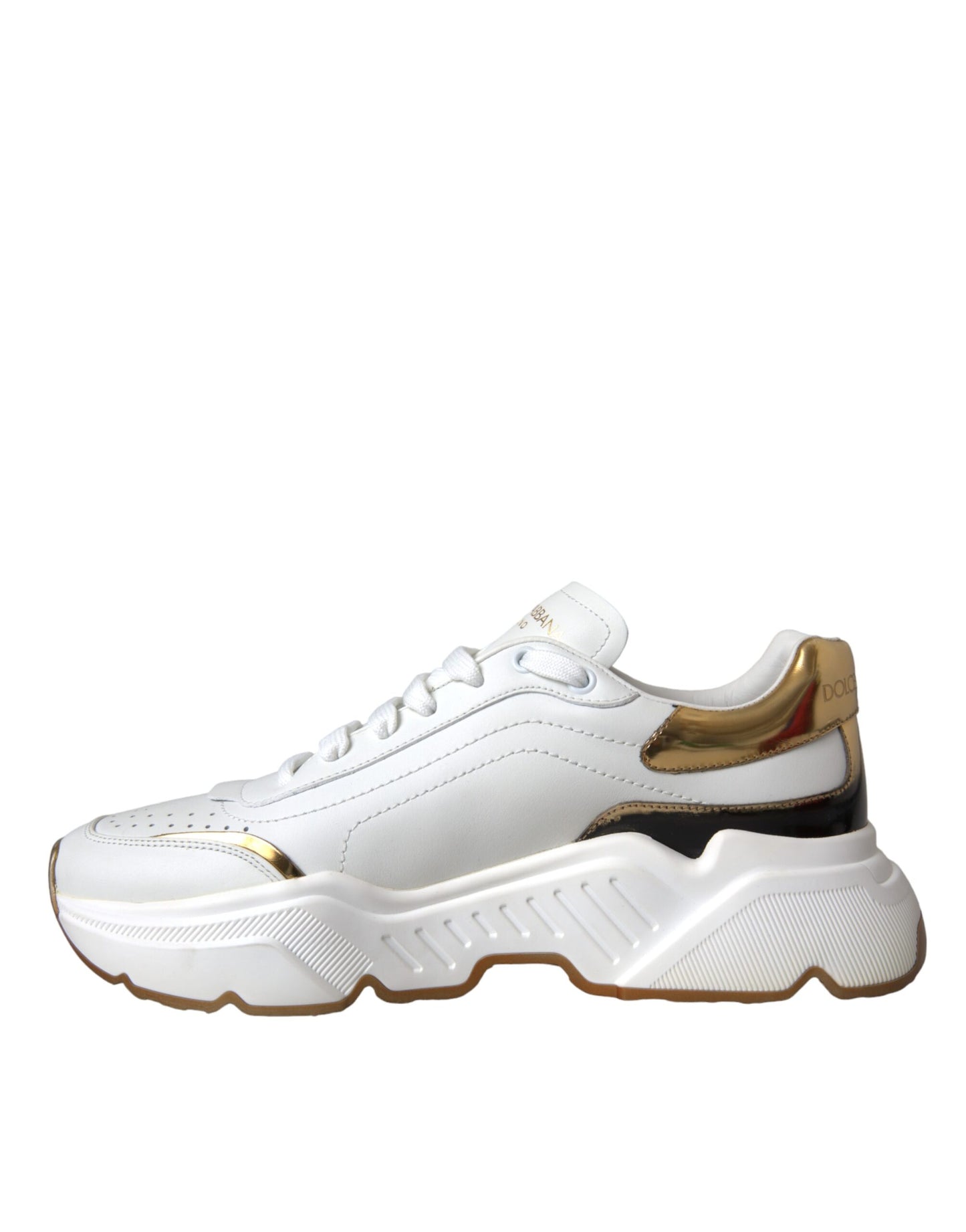 Dolce & Gabbana White Gold DAYMASTER Leather Sneakers Men Shoes by Dolce & Gabbana
