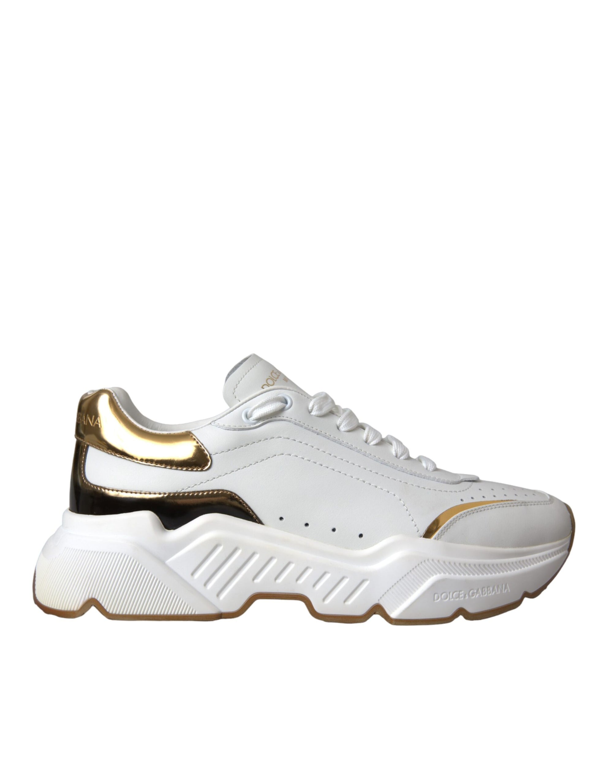 Dolce & Gabbana White Gold DAYMASTER Leather Sneakers Men Shoes by Dolce & Gabbana