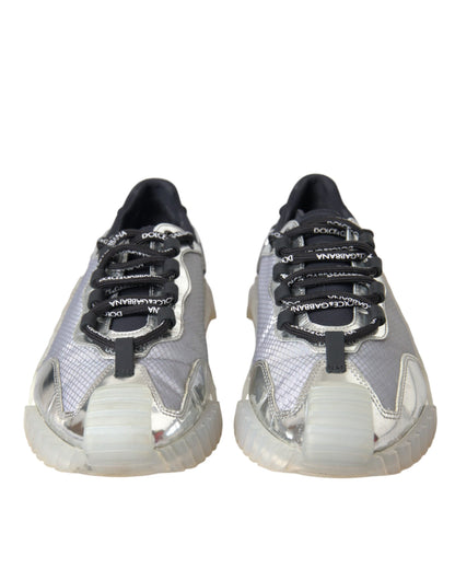 Dolce & Gabbana Silver Black Nylon NS1 Low Top Sneakers Men Shoes by Dolce & Gabbana